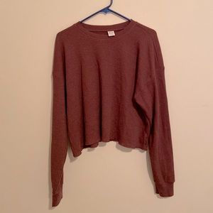 TNA cropped waffle sweatshirt.